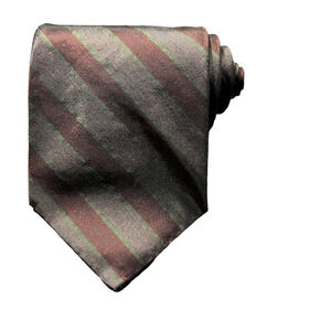 Donna Karan Mens Tie Necktie Multicolor Stripe 100% Silk Tied Classic USA Short